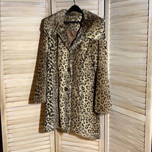 Faux fur leopard coat